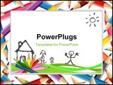 PowerPoint Template - illustration of colored pencils for school and kids
