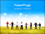 PowerPoint Template - Casual group of friends holding hands outdoors in a park on a beautiful day