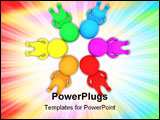 PowerPoint Template - roup of 3D colourful people making a circle with their heads together on the floor - isolated over 