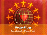 PowerPoint Template - People silhouettes holding hands around a sphere