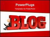 PowerPoint Template - 3d person creating blog. computer generated image