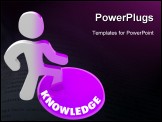 PowerPoint Template - A person stands onto a button marked Knowledge and his color transforms to symbolize his evolution