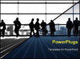 PowerPoint Template - City people in front of large window