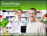 PowerPoint Template - The pharmacist and the customer at the counter