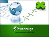 PowerPoint Template - D rendering of a green cross connected to a computer mouse with the cable shaped like a heartbeat g