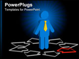 PowerPoint Template - Blue abstract human silhouette with yellow tie choosing his way