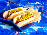 PowerPoint Template - Hot dogs and cornbread on 4th of July in patriotic theme