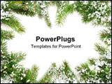 PowerPoint Template - Pine branches with snow on white background