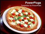 PowerPoint Template - Pizza with tomatoes and cheese a mozzarella on a table