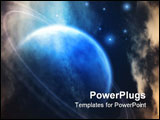 PowerPoint Template - Planet with rings and nebula hangs in space