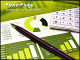 PowerPoint Template - Financial Planning Pen and Calculator and Review of Year End Reports