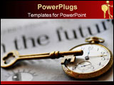 PowerPoint Template - ocket watch and skeleton key atop newspaper with the words IN THE FUTURE in this potrayal of market