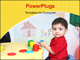 PowerPoint Template - Two year old boy playing with colorful dough at preschool. Shot with the Canon 20D.