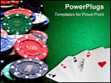 PowerPoint Template - A selection of poker chips with values on a green felt poker table