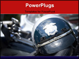 PowerPoint Template - An American police helmet on the saddle of a motorcycle.