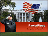 PowerPoint Template - Police Salute is a photo of a uniformed police officer with white gloves saluting over white