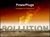 PowerPoint Template - Dry cracked landscape with the word pollution