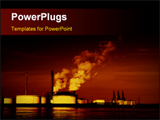 PowerPoint Template - Power plant in background at night