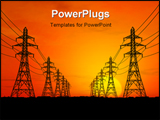 PowerPoint Template - 3D Electric powerlines over sunrise