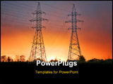 PowerPoint Template - electrical power line at sunset sunrise dusk