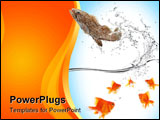 PowerPoint Template - big fish escaping from a group of small goldfish