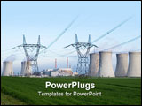 PowerPoint Template - uclear power station Dukovany Czech Republic - power lines and cooling towers containment buildings