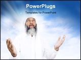 PowerPoint Template - Stock image of Arabic man praying over open sky background