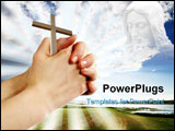 PowerPoint Template - a pair of hands in a praying position set against a beautiful prairie lake landscape