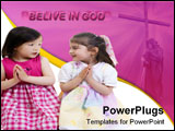 PowerPoint Template - Two young girls kneeling and sharing a prayer