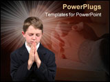 PowerPoint Template - boy isolated on white praying with eyes closed