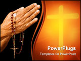PowerPoint Template - an old asian woman holds her hands in prayer with a rosary