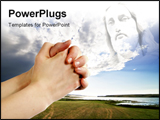 PowerPoint Template - a pair of hands in a praying position set against a beautiful prairie lake landscape