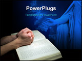 PowerPoint Template - A mans hands clasped in prayer over a Bible