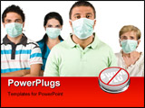 PowerPoint Template - roup of people with protective mask standing with hands crossed and looking at you isolated on whit