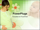 PowerPoint Template - woman expecting a baby dressed in yellow with flowers in the background