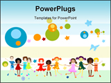 PowerPoint Template - Group of kids playing abstract background creative design