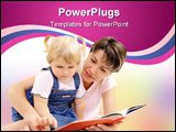 PowerPoint Template - Young mother looking at books together with her little daughter