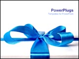 PowerPoint Template - Blue ribbon tied on present.