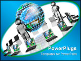 PowerPoint Template - Wireless presentation - notebooks and presentation globe on white background