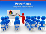 PowerPoint Template - Teacher standing with pointer in hand close to board in front of students.