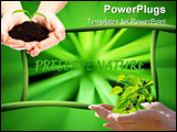 PowerPoint Template - green plant with leafs like rays.with black background