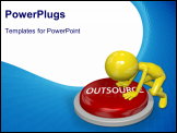 PowerPoint Template - Business person pushes the OUTSOURCE button to hire independent contractor help