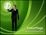 PowerPoint Template - man pressing a button on the screen over a white background