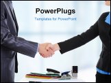 PowerPoint Template - Handshake of business partners when signing documents.