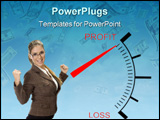 PowerPoint Template - beautiful woman posing near profit loss meter