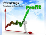 PowerPoint Template - 3d man pushing up the profit graph