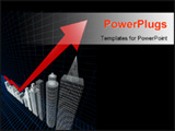 PowerPoint Template - Property valuation chart arrow pointing up to the tallest building 3d illustration