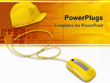 PowerPoint Template - 3D rendering of a yellow security system connected to a computer mouse