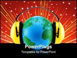 PowerPoint Template - Planet earth with yellow ear protectors. Clipping path included.