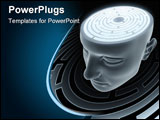 PowerPoint Template - Labyrinth inside of the head. Concept of confusing lost find way etc.
